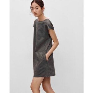 Aritzia Wilfred Free Nori Faux Suede Shirt Dress Grey Small